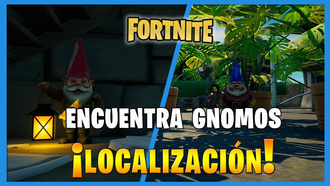 Fortnite dónde encontrar gnomos en Fortín Ruinoso y Setos Sagrados