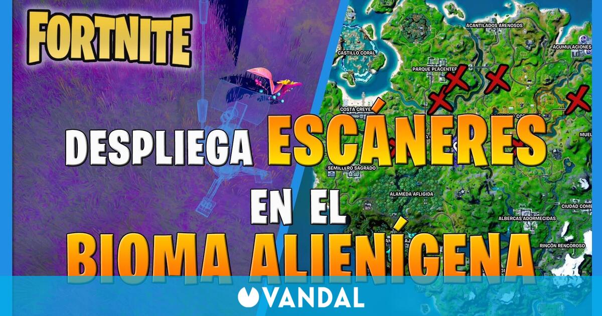 Fortnite dónde desplegar escáneres en el bioma alienígena