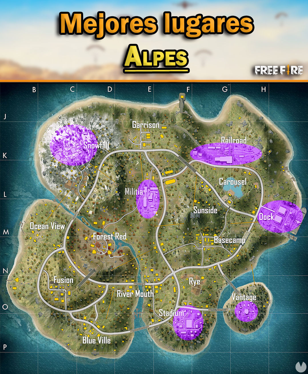 Mapas De Free Fire Mejores Lugares Y Zonas Con Loot De Alta Calidad