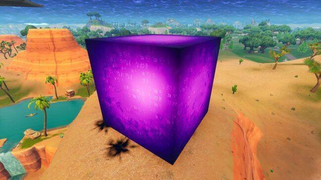 un extrano cubo purpura avanza por la isla de fortnite battle royale - como hacer el cubo de fortnite