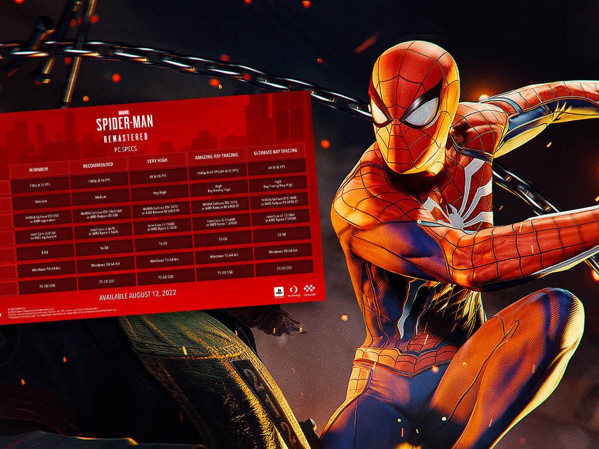 Marvel's Spider-Man Remastered Requisitos Mínimos e Recomendados 2023 -  Teste seu PC 🎮