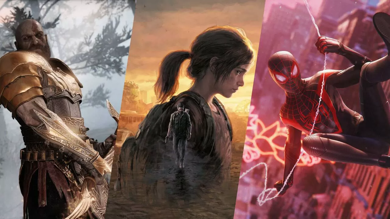Composición de God of War Ragnarok, The Last of Us Parte 2 y Marvel's Spider-Man