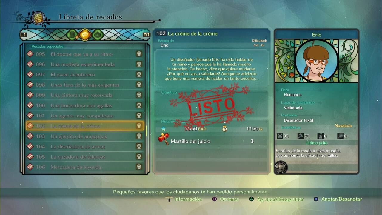 Recado Especial 102 - La creme de la creme en Ni No Kuni 2: El renacer de un reino - Ni No Kuni II: El Renacer de un Reino