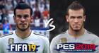 Comparan los rostros y el aspecto de los jugadores en FIFA 19 y PES 2019