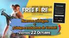 Free Fire: Códigos viernes 22 de octubre de 2021