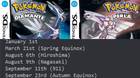 Pokémon Diamante y Perla varían sus tasas de aparición de Pokémons dependiendo del día del ańo.