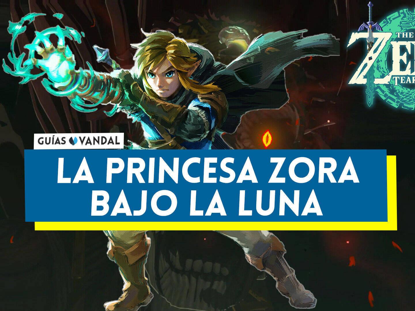 La princesa zora bajo la luna en Zelda: Tears of the Kingdom