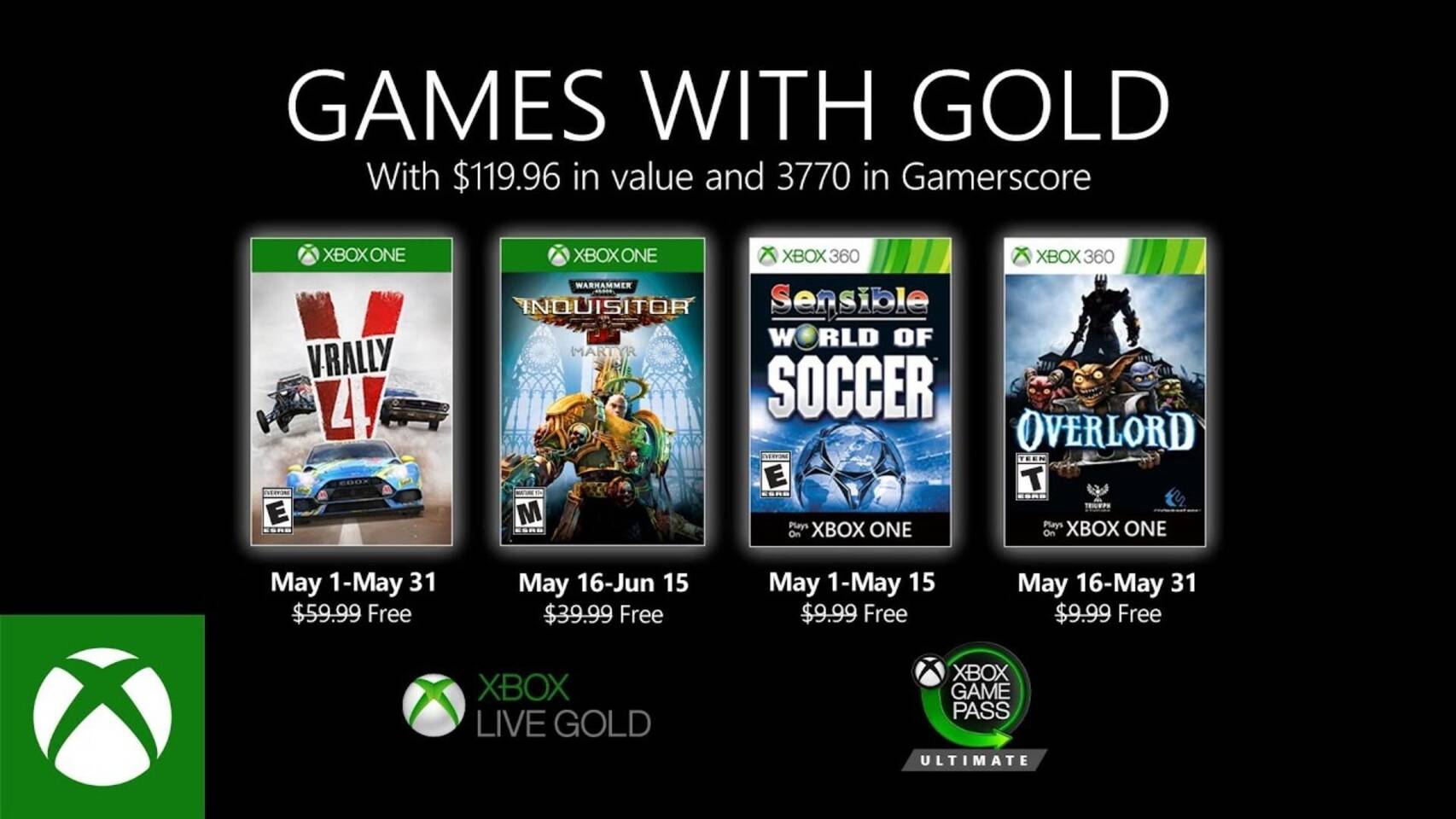 Estos serán los juegos gratis de Xbox Live Gold en mayo de 2020 Vandal