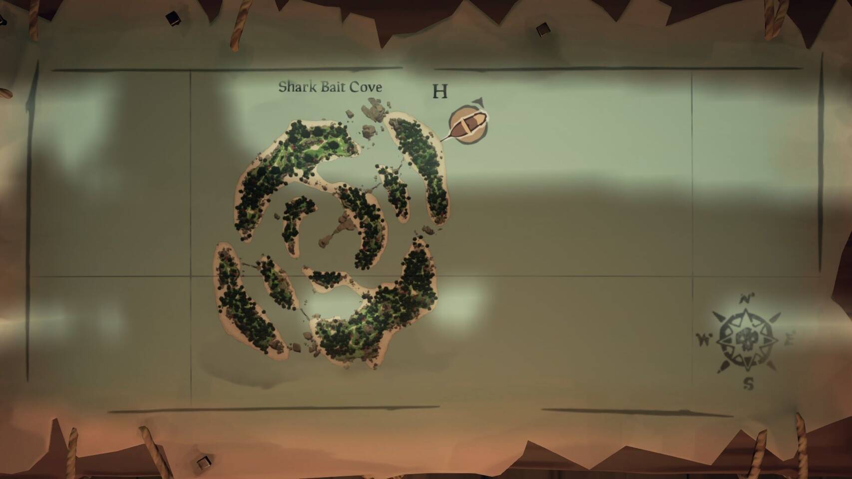 Acertijos de Shark Bait Cove en Sea of Thieves pinturas y localizaciones