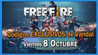Códigos Free Fire exclusivos de Vandal solo para los más rápidos (08/10)