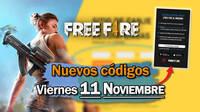 FREE FIRE | C�digos de hoy viernes 11 de noviembre de 2022 - Recompensas gratis