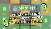 Wordle en español, tildes y científico hoy 3 de diciembre: Pistas y solución a la palabra oculta