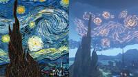Recrean 'La noche estrellada' de Vincent Van Gogh en Minecraft