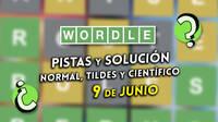 Wordle en español, tildes y científico hoy 9 de junio: Pistas y solución a la palabra oculta