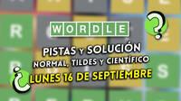 Wordle en español, tildes y científico hoy 16 de septiembre: Pistas y solución a la palabra oculta