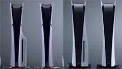 Esta comparativa de PS5 Slim con el modelo actual muestra su tamaño desde  varias perspectivas
