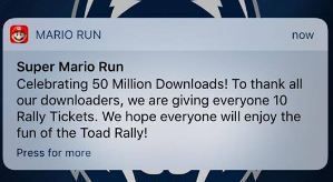 Nintendo regala 10 boletos para el modo Carreras a los usuarios de Super Mario Run Imagen 2