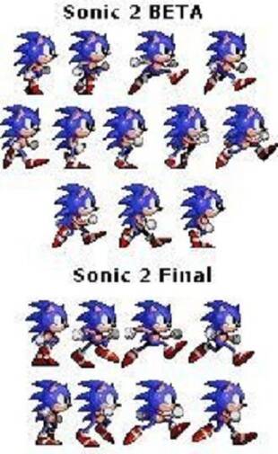 Aqu� podemos comparar la animaci�n prevista para Sonic y la que finalmente vimos. La de �Sonic Mania� es mucho m�s parecida a la del prototipo.