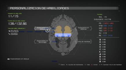 Tus valores b�sicos tambi�n ir�n evolucionando. Adquiere nuevas habilidades para adaptar el combate a tu gusto.