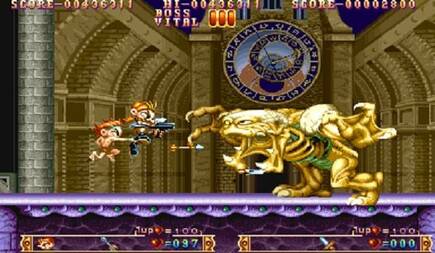 Los tres t�tulos permit�an el juego cooperativo con un segundo jugador. Esta suerte de Rancor les qued� precioso a los grafistas de Capcom.