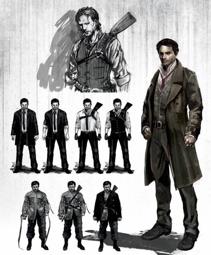 Algunos de los dise�os originales del protagonista del juego, Sebasti�n Castellanos.