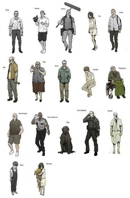 Ilustraciones m�s finales de los personajes del juego, incluyendo la desaparecida Diane, la perra de los Baker.