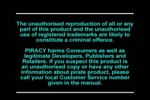 El mensaje antipiratera de PlayStation, presente en multitud de juegos