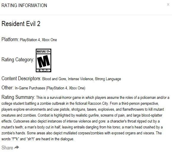 ESRB menciona 'compras en el juego' en Resident Evil 2 Remake Imagen 2