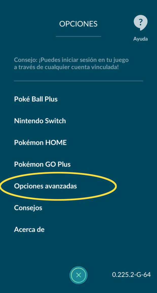 Pokémon GO - Menú de Opciones avanzadas