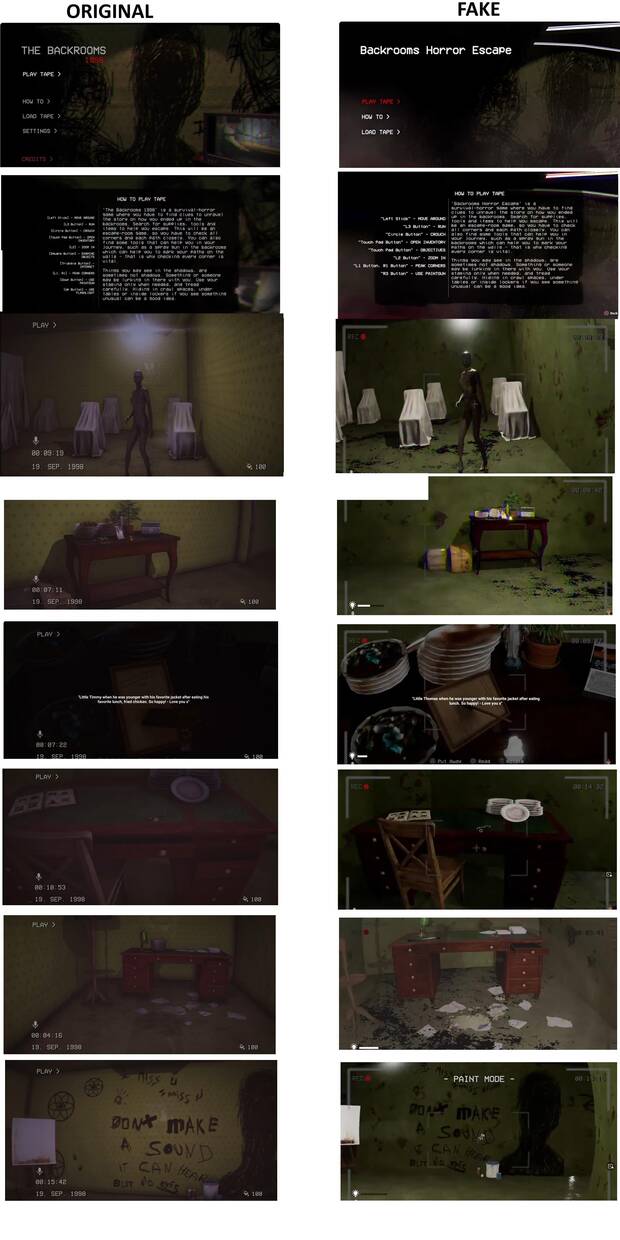 Backrooms Horror Escape es un plagio de The Backrooms 1998