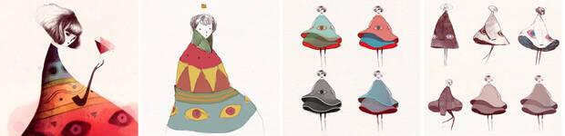 Algunos de los bocetos iniciales de Roset para 'Gris'.