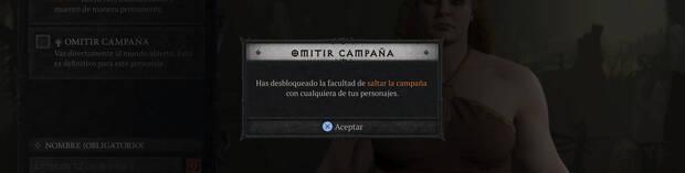 Diablo 4 - Desbloquear la opción de omitir la campaña