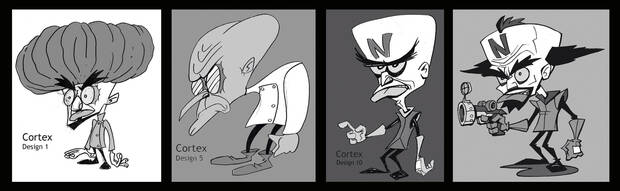El Doctor Neo Cortex tambi�n pas� por varias etapas de dise�o hasta adoptar el aspecto que todos conocemos.