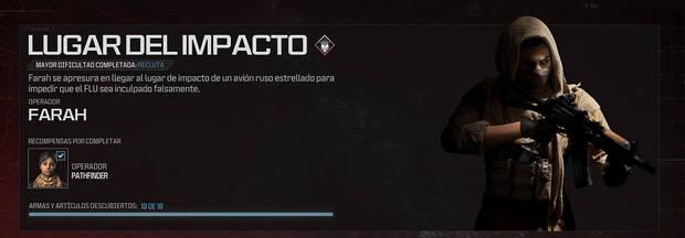 CoD Modern Warfare 3 (2023) - Misión de Campaña Lugar del impacto y sus recompensas