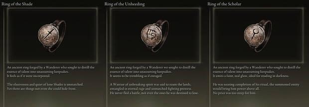 Talismanes del mod Rings of Talent para Elden Ring.