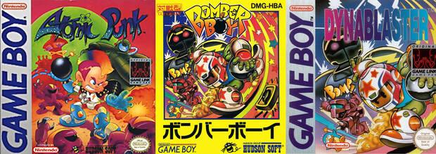 Comparativa entre las car�tulas de EE.UU, Jap�n y Europa del 'Bomberman' de Game Boy.