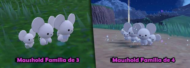 Pokémon Escarlata y Púrpura - Cómo conseguir las formas de Maushold Familia de Tres y Familia de Cuatro