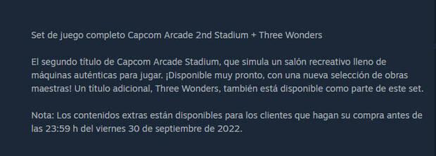 Confirmacin de Capcom Arcade 2nd Stadium en Steam.