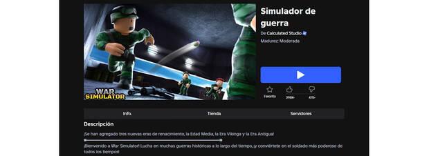 Mejores juegos de Roblox: War Simulator