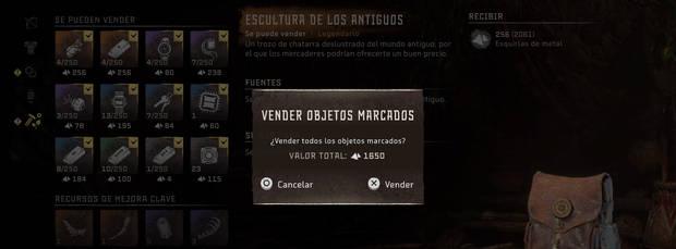 Horizon Forbidden West - Vender objetos para ganar esquirlas de metal