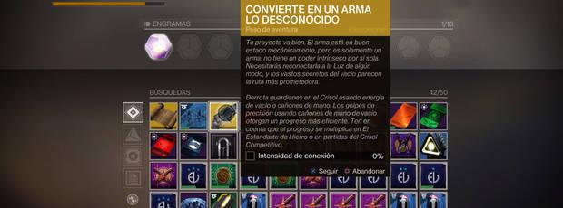 Conseguir Espino Destiny 2 - Paso Convierte en un arma lo desconocido