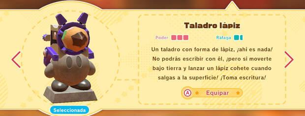 Kirby y la tierra olvidada - Habilidad Taladro lápiz