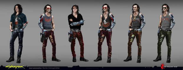 Diseńos alternativos de Johnny Silverhand en Cyberpunk 2077.