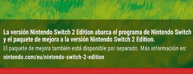 Advertencia cartulas juegos Switch 2 Edition