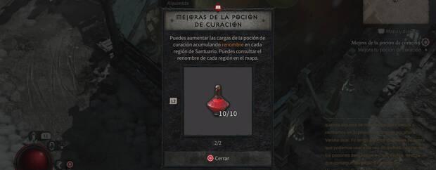 Diablo 4 - Requisito para aumentar la carga máxima de pociones