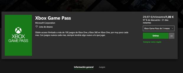Microsoft anuncia una oferta de 3 meses de Xbox Game Pass por 1 euro Imagen 2