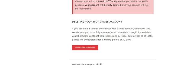 League of Legends - Cómo desactivar la cuenta: botón para empezar la eliminación de la cuenta