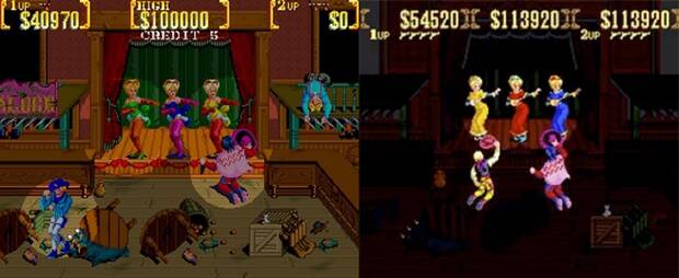 Las coristas m�s recatadas de la historia, en la versi�n SNES (derecha). A la izquierda ten�is la recreativa, que tampoco es que fuera un esc�ndalo.