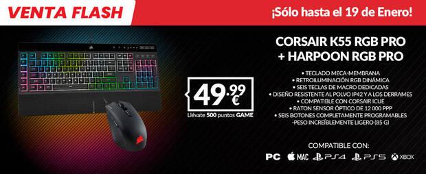 CORSAIR K55 RGB PRO + CORSAIR HARPOON RGB PRO por 49,99 oferta flash GAME