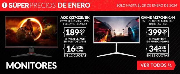 Monitores gaming Super Precio GAME enero